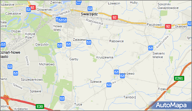 mapa Kruszewnia gmina Swarzędz, Kruszewnia gmina Swarzędz na mapie Targeo