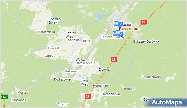 mapa Krzyżyk gmina Czarna Białostocka, Krzyżyk gmina Czarna Białostocka na mapie Targeo