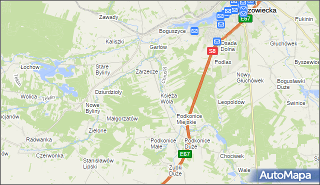 mapa Księża Wola, Księża Wola na mapie Targeo