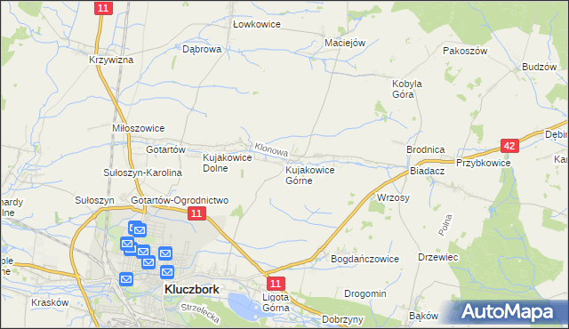 mapa Kujakowice Górne, Kujakowice Górne na mapie Targeo