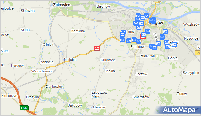 mapa Kurowice gmina Jerzmanowa, Kurowice gmina Jerzmanowa na mapie Targeo