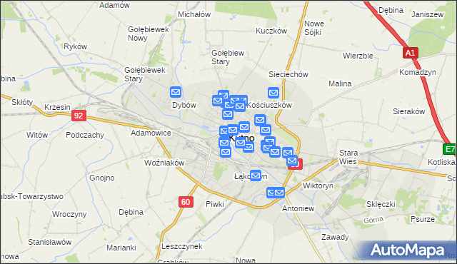 mapa Kutno, Kutno na mapie Targeo