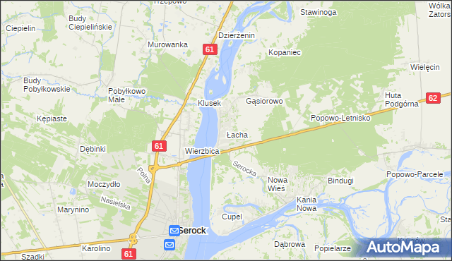 mapa Łacha gmina Serock, Łacha gmina Serock na mapie Targeo