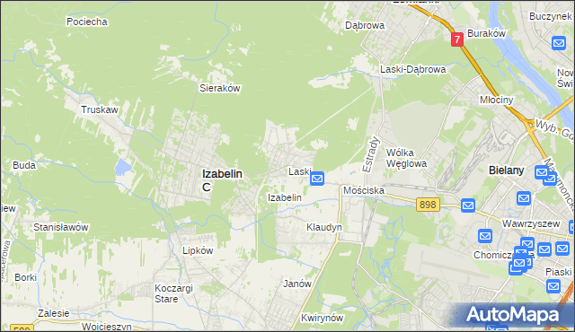 mapa Laski gmina Izabelin, Laski gmina Izabelin na mapie Targeo