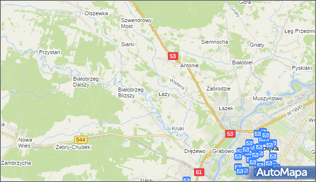 mapa Łazy gmina Olszewo-Borki, Łazy gmina Olszewo-Borki na mapie Targeo
