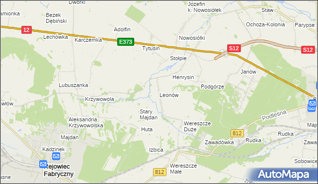 mapa Leonów gmina Rejowiec, Leonów gmina Rejowiec na mapie Targeo