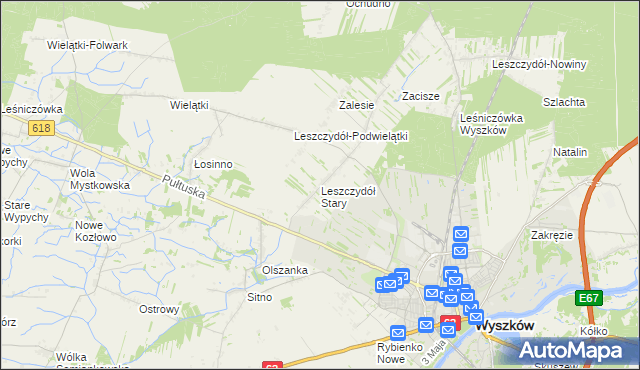 mapa Leszczydół Stary, Leszczydół Stary na mapie Targeo