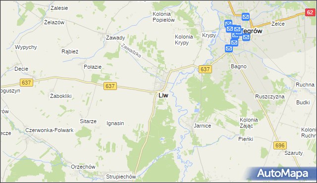 mapa Liw, Liw na mapie Targeo