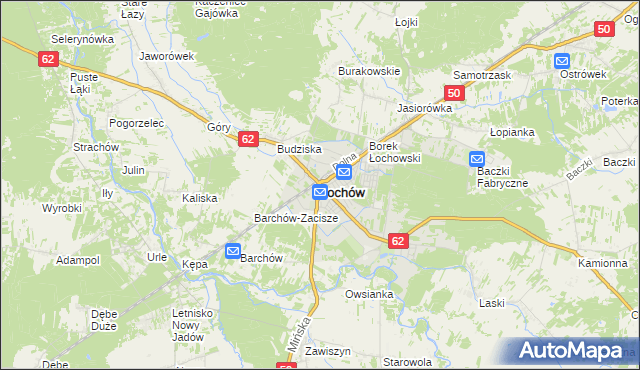 mapa Łochów powiat węgrowski, Łochów powiat węgrowski na mapie Targeo