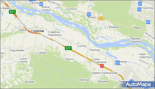 mapa Łomna gmina Czosnów, Łomna gmina Czosnów na mapie Targeo