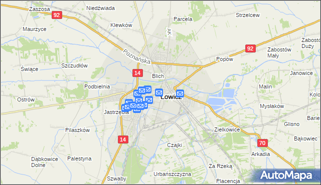 mapa Łowicza, Łowicz na mapie Targeo