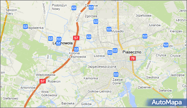 mapa Łoziska, Łoziska na mapie Targeo
