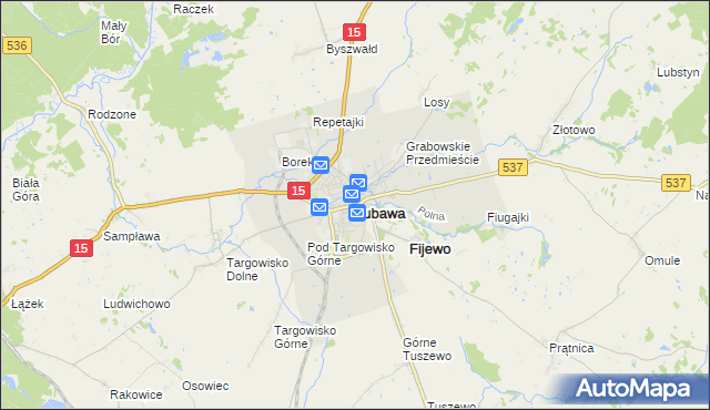 mapa Lubawa, Lubawa na mapie Targeo