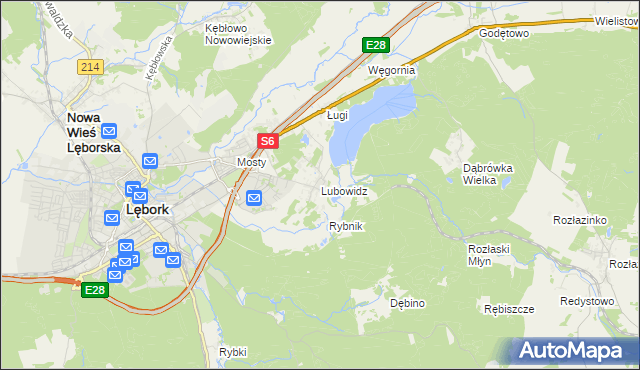 mapa Lubowidz gmina Nowa Wieś Lęborska, Lubowidz gmina Nowa Wieś Lęborska na mapie Targeo