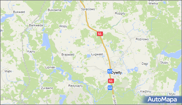 mapa Ługwałd, Ługwałd na mapie Targeo