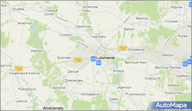 mapa Lutomiersk, Lutomiersk na mapie Targeo