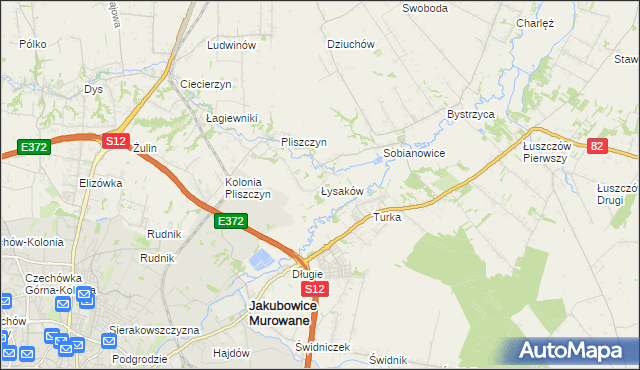 mapa Łysaków gmina Wólka, Łysaków gmina Wólka na mapie Targeo