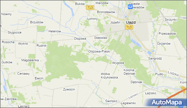 mapa Maksymów gmina Ujazd, Maksymów gmina Ujazd na mapie Targeo