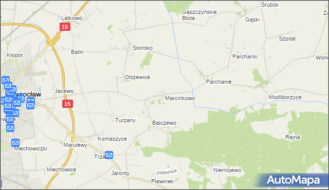 mapa Marcinkowo gmina Inowrocław, Marcinkowo gmina Inowrocław na mapie Targeo