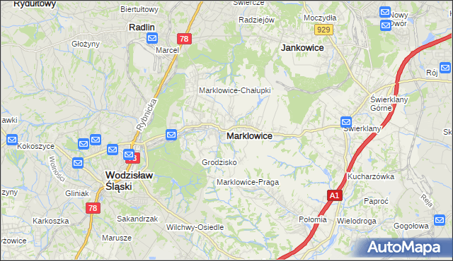 mapa Marklowice, Marklowice na mapie Targeo