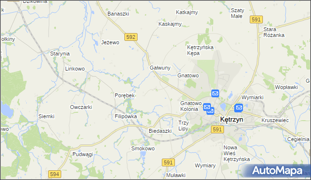 mapa Marszewo gmina Kętrzyn, Marszewo gmina Kętrzyn na mapie Targeo