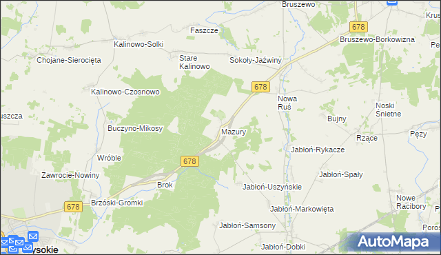 mapa Mazury gmina Wysokie Mazowieckie, Mazury gmina Wysokie Mazowieckie na mapie Targeo