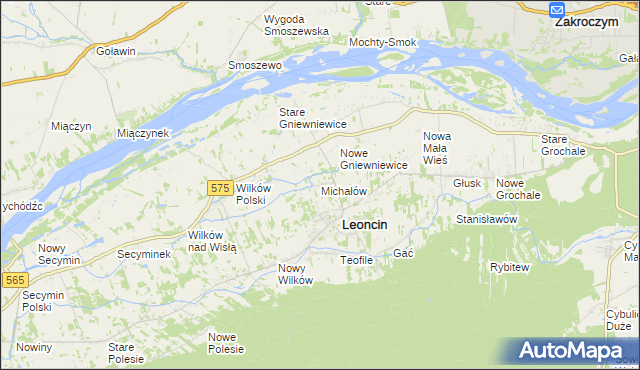 mapa Michałów gmina Leoncin, Michałów gmina Leoncin na mapie Targeo