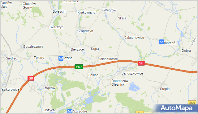 mapa Michałowice gmina Długołęka, Michałowice gmina Długołęka na mapie Targeo