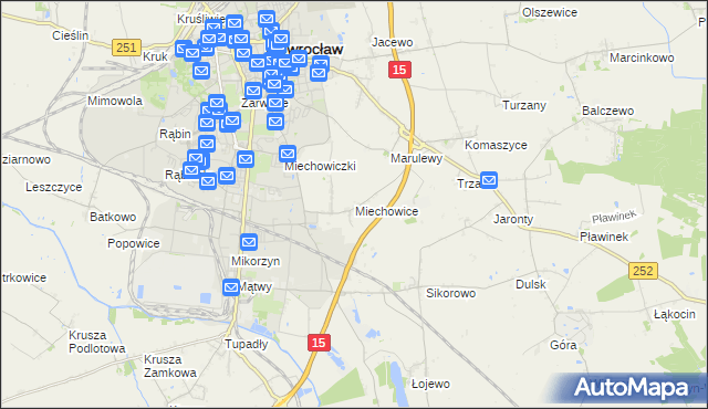mapa Miechowice gmina Inowrocław, Miechowice gmina Inowrocław na mapie Targeo