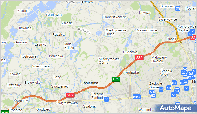 mapa Międzyrzecze Górne, Międzyrzecze Górne na mapie Targeo