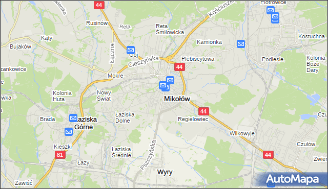 mapa Mikołów, Mikołów na mapie Targeo