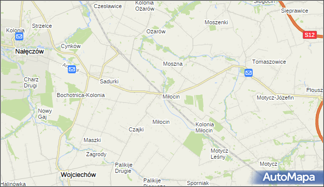 mapa Miłocin gmina Jastków, Miłocin gmina Jastków na mapie Targeo