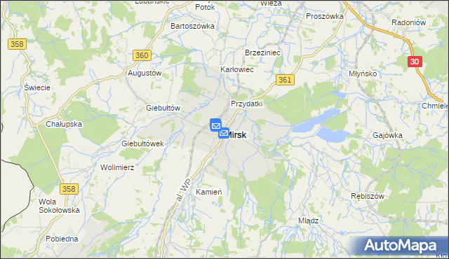 mapa Mirsk, Mirsk na mapie Targeo