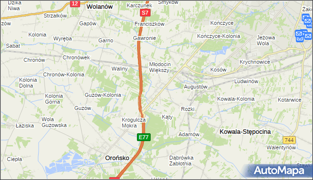 mapa Młodocin Mniejszy, Młodocin Mniejszy na mapie Targeo