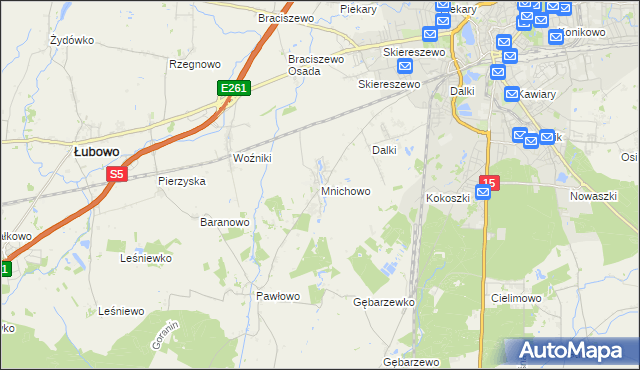 mapa Mnichowo gmina Gniezno, Mnichowo gmina Gniezno na mapie Targeo