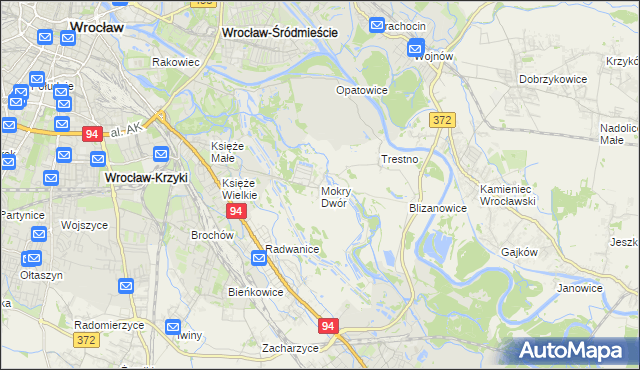 mapa Mokry Dwór gmina Siechnice, Mokry Dwór gmina Siechnice na mapie Targeo