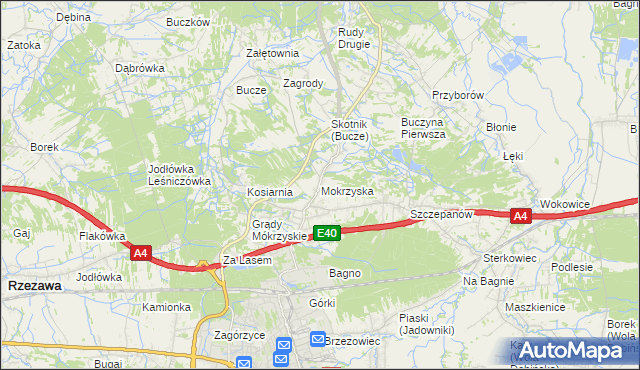 mapa Mokrzyska, Mokrzyska na mapie Targeo