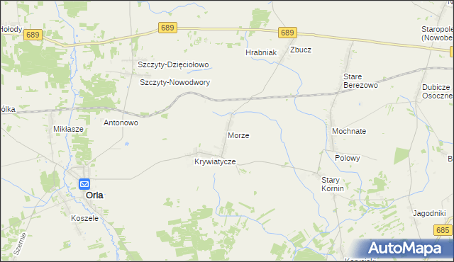 mapa Morze gmina Czyże, Morze gmina Czyże na mapie Targeo
