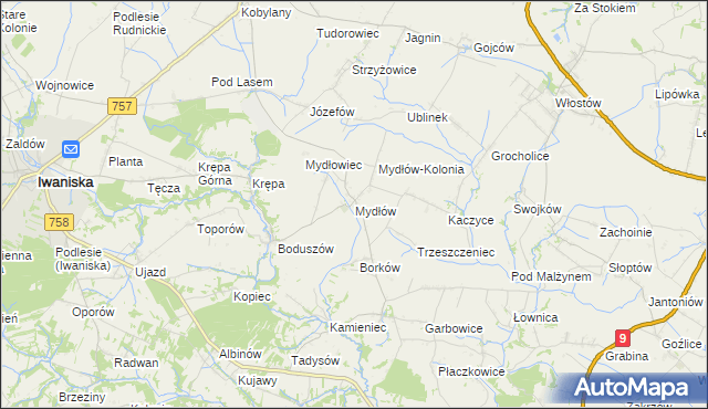 mapa Mydłów, Mydłów na mapie Targeo