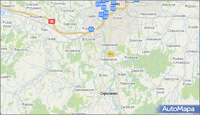 mapa Niegłowice, Niegłowice na mapie Targeo