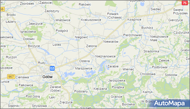 mapa Nieznanowice gmina Gdów, Nieznanowice gmina Gdów na mapie Targeo