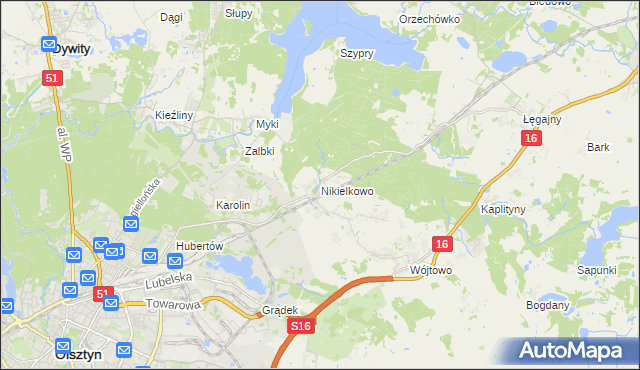 mapa Nikielkowo, Nikielkowo na mapie Targeo