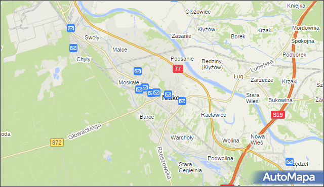 mapa Nisko, Nisko na mapie Targeo