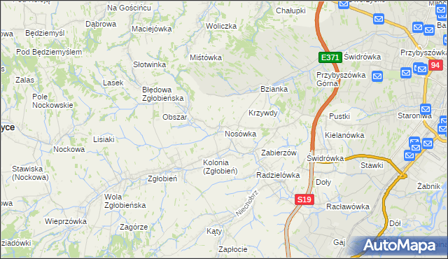 mapa Nosówka, Nosówka na mapie Targeo