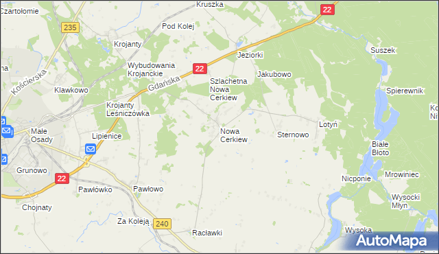 mapa Nowa Cerkiew gmina Chojnice, Nowa Cerkiew gmina Chojnice na mapie Targeo