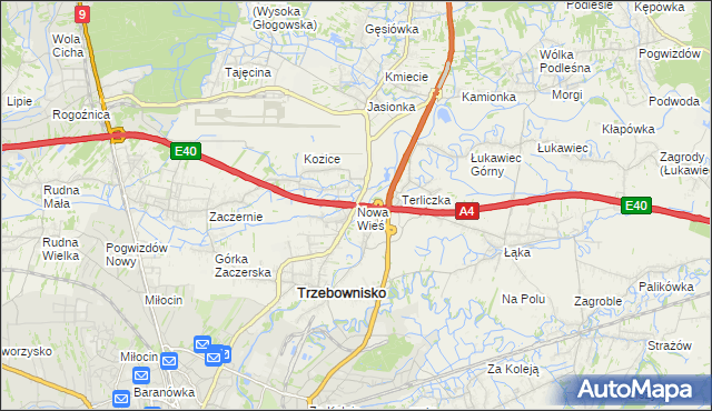 mapa Nowa Wieś gmina Trzebownisko, Nowa Wieś gmina Trzebownisko na mapie Targeo