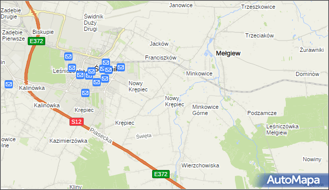 mapa Nowy Krępiec, Nowy Krępiec na mapie Targeo