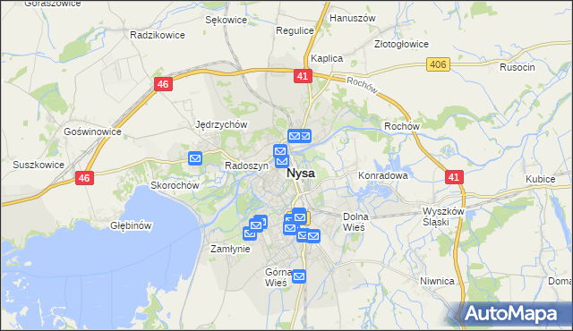 mapa Nysy, Nysa na mapie Targeo