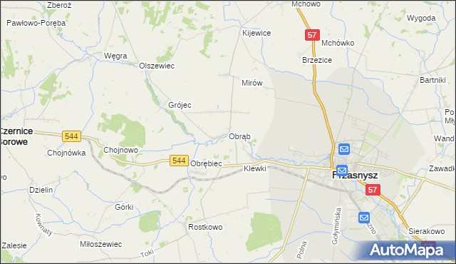 mapa Obrąb gmina Przasnysz, Obrąb gmina Przasnysz na mapie Targeo