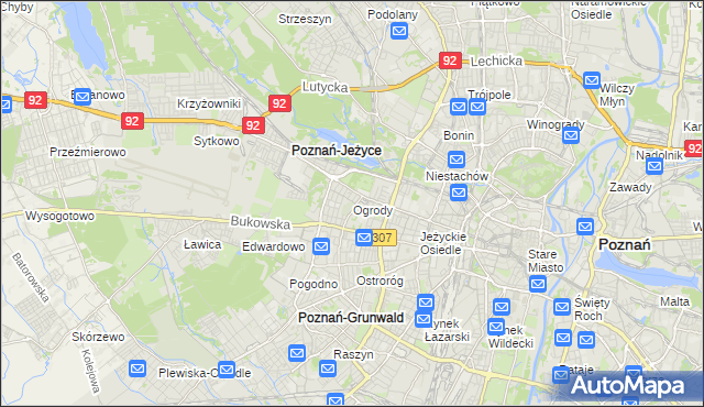 mapa Ogrody gmina Poznań, Ogrody gmina Poznań na mapie Targeo
